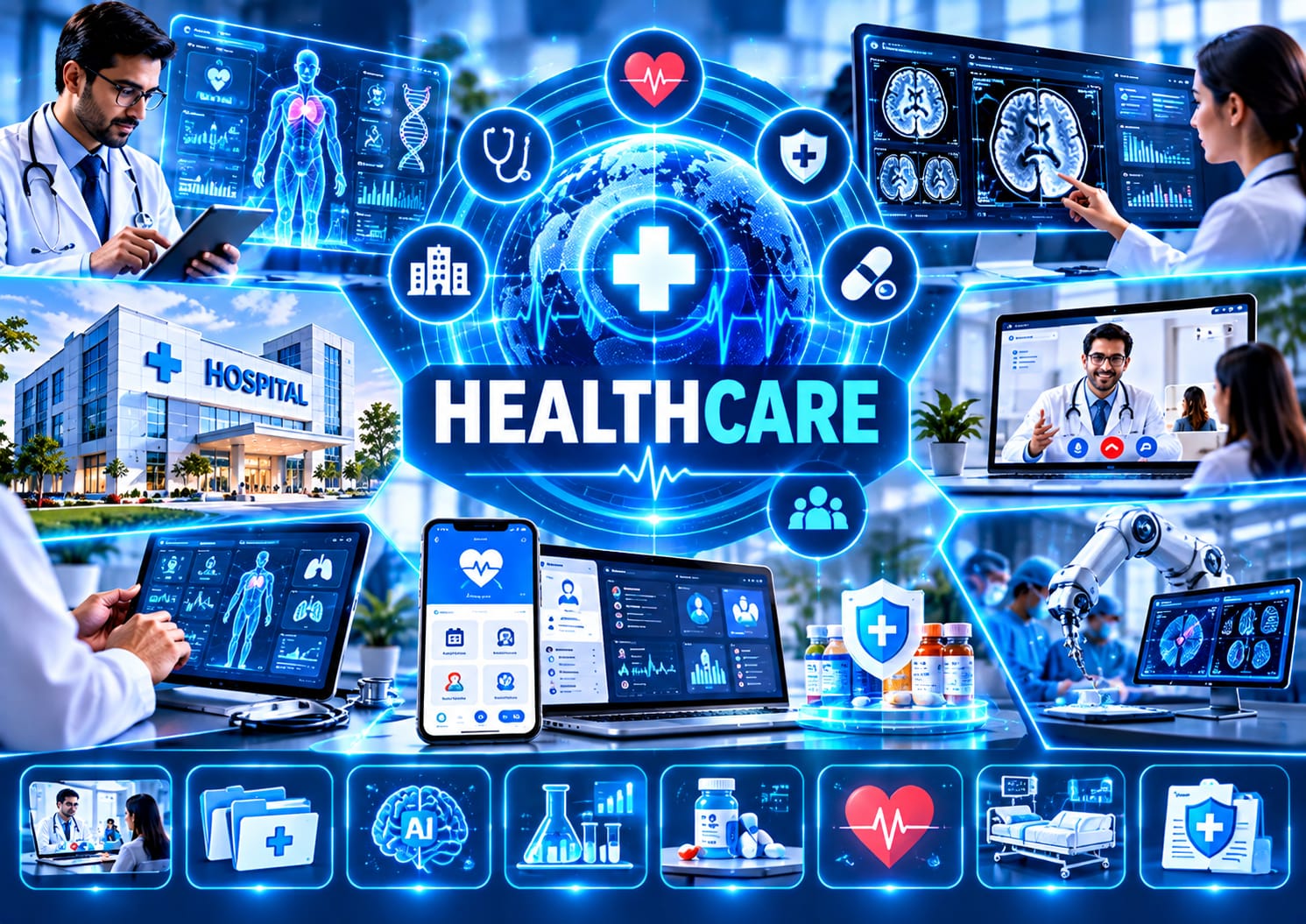 Digital healthcare solutions including medical imaging, telemedicine and patient portals
