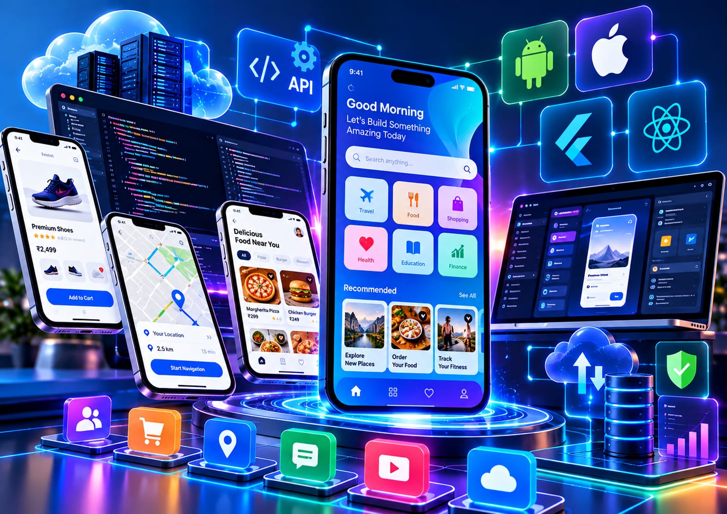 Mobile application development with smartphone interfaces and cloud integrations